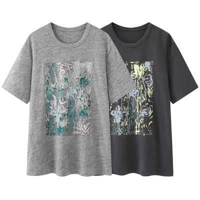 休闲风宽松印花短袖T恤女