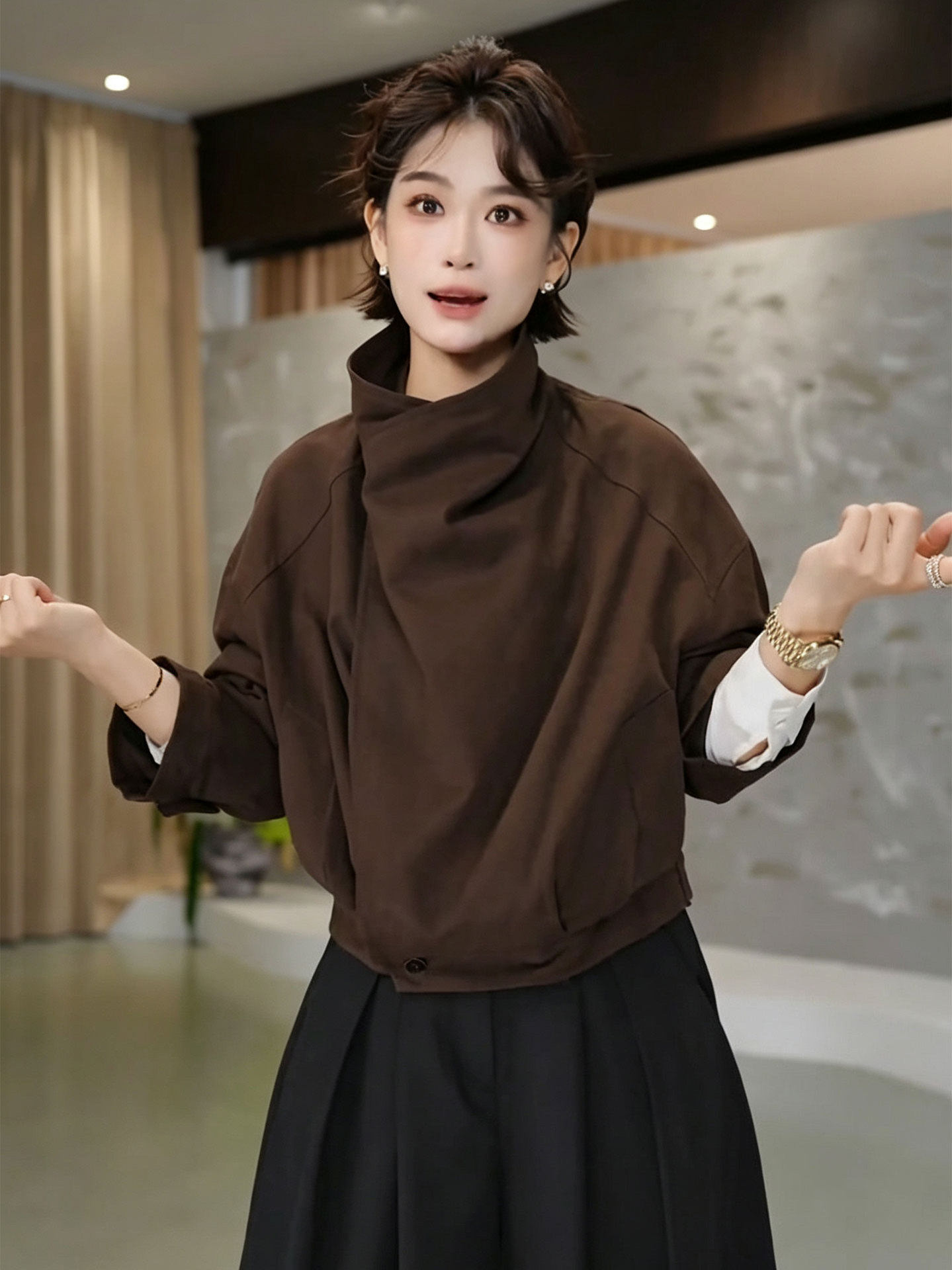 风衣外套女款秋装2026新款高短外套