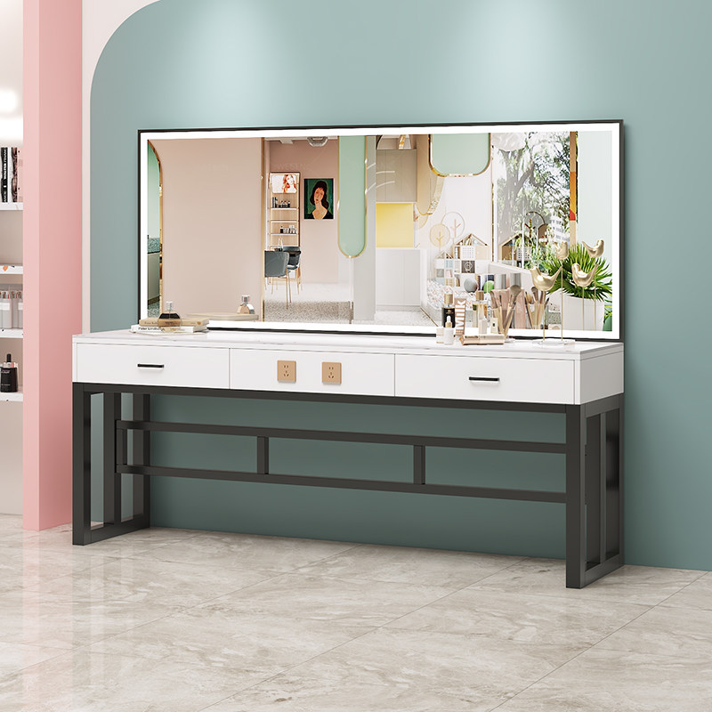 梳妆台化妆镜一体影楼专用简约化妆台化妆桌理发店新款高级化妆桌