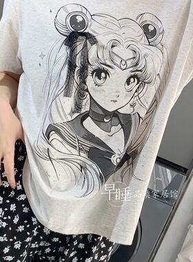 美少女碎花纯棉夏季短袖女士睡衣