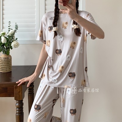 莫代尔女短袖酷狗狗短袖外穿睡衣