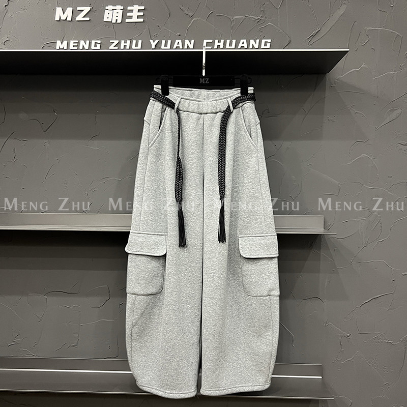 高端欧货新款高级感巨好看的裤子休闲阔腿多口袋加绒工装卫裤女冬,女装/女士精品,休闲裤,淘宝优惠券,粉丝福利购,淘宝优惠卷