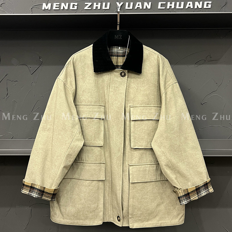 高端欧货新款高级感巨好看的翻领多口袋设计工装夹克风衣外套女秋,女装/女士精品,风衣,淘宝优惠券,粉丝福利购,淘宝优惠卷