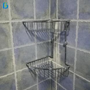 格拉夫》全铜浴室双层角篮 卫生间沐浴露  三角转角置物架 皂篮
