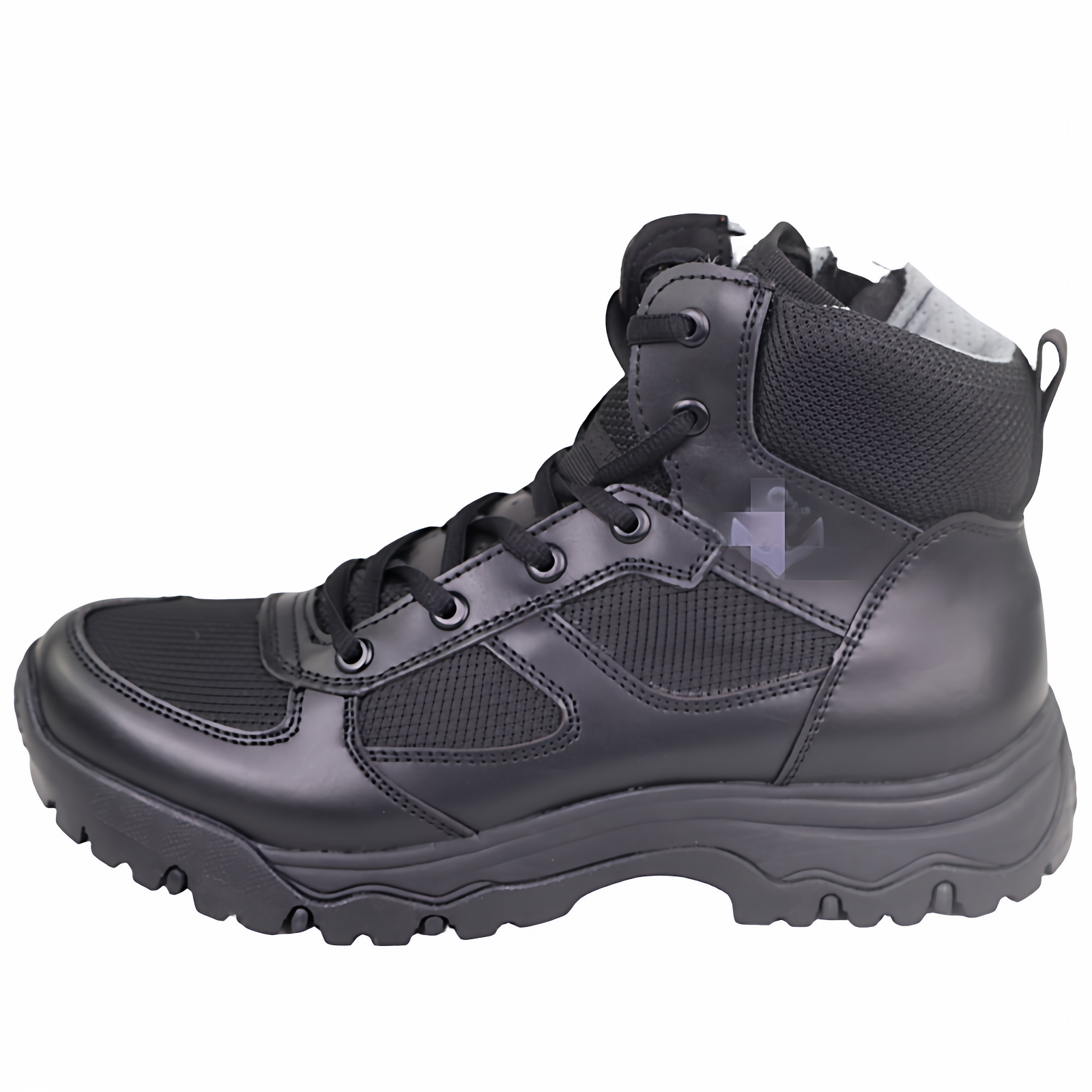 春夏季网眼舰艇作训鞋超轻透气甲板训练鞋黑侧拉链防滑减震中邦靴