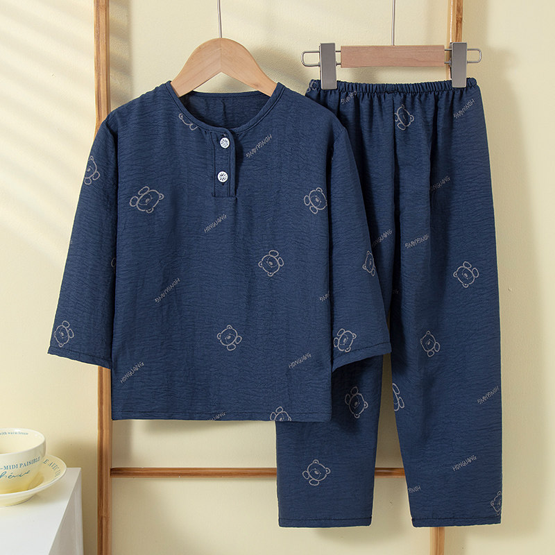 夏季儿童云朵棉睡衣女孩家居服套装宝宝薄款薄棉套装中大童