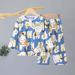 夏季儿童棉绸睡衣套装男童女童绵绸一家三口亲子装居家服2025新款