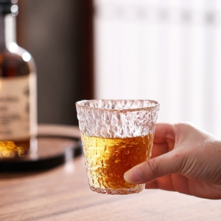 日式 冰川威士忌酒杯家用复古玻璃酒具水晶洋酒杯子烈酒杯啤酒杯