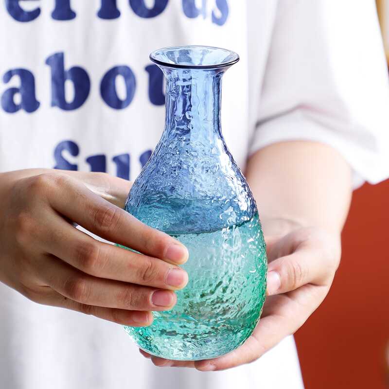家用酒柜桌面装饰摆件复古创意玻璃小口径小花瓶水培插花干花花瓶
