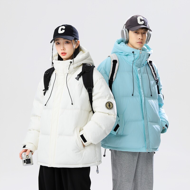 90%标羽绒服女连帽美式休闲2024冬新宽松潮流情侣大码YR57P298，女装羽绒服，电商A222A