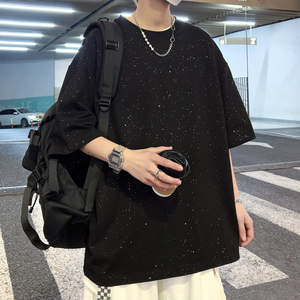 满天星钻oversize巴黎家2024夏季新宽松潮流短袖T恤男Y413P30图片