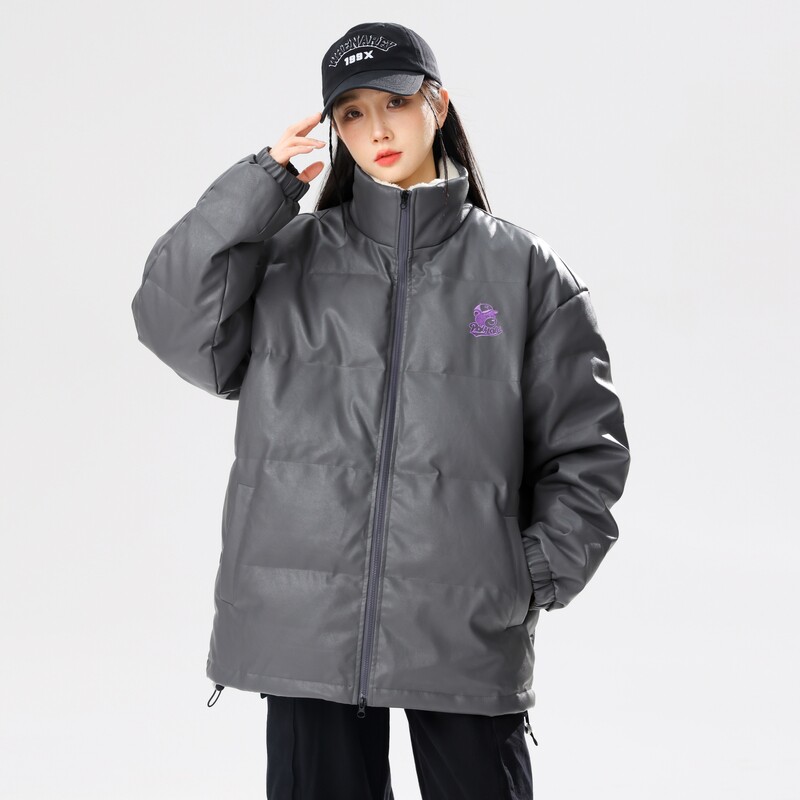 加绒90%标羽绒服女皮衣美式高街2024冬宽松潮情侣大码YR75P298，女装羽绒服，电商A222A