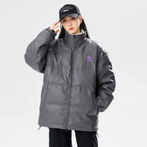 加绒90%标羽绒服女皮衣美式高街2024冬宽松潮情侣大码YR75P298图片