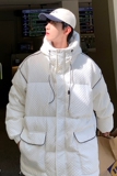 90%标白鸭绒华夫格潮流宽松连帽羽绒服男休闲大码YR03P298，男装羽绒服，电商A222A