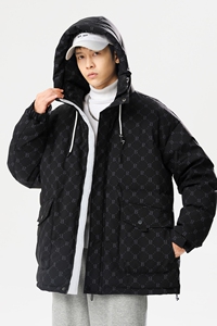 美式高街90%标羽绒服男连帽宽松2024冬季情侣大码YR76P298图片