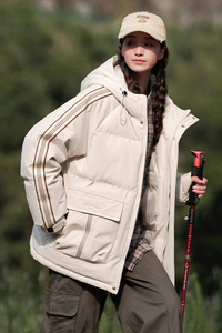 森系加厚冲锋衣2024秋冬新宽松潮连帽棉衣女棉服情侣大码Y379P108图片