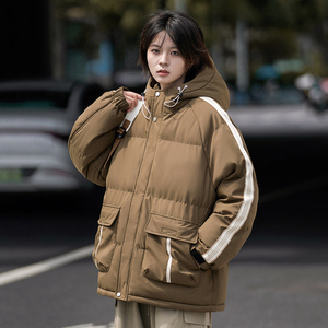 美式休闲高品质2024秋冬工装宽松连帽棉衣女棉服情侣大码Y392P108图片