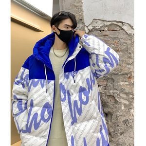 高品质90%标羽绒服男连帽拼接2024冬新潮宽松情侣大码YR51P298图片