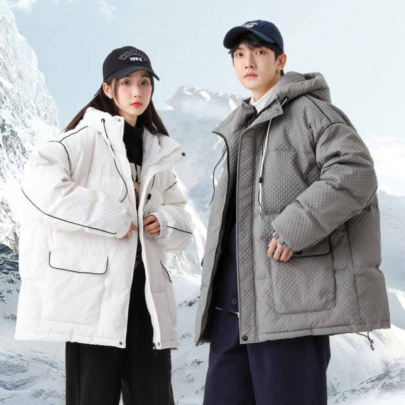 2024冬新90%标羽绒服女连帽美式高街潮流宽松情侣大码YR60P298，女装羽绒服，电商A222A