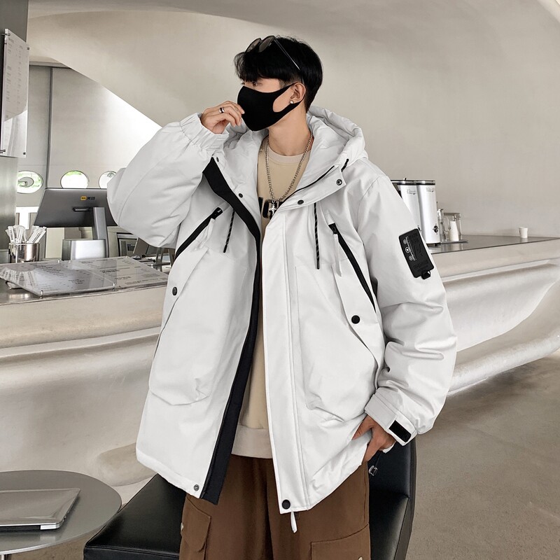高品质90%标连帽羽绒服男秋冬新潮宽松冲锋衣情侣大码YR37P298图片