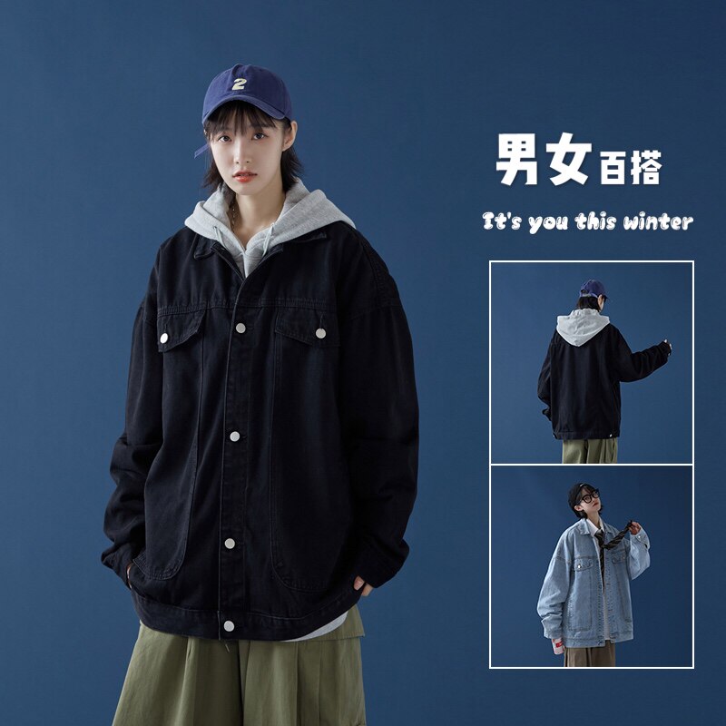 ins中性2024春季新宽松美式高街潮流牛仔夹克男外套Y205P78,女装短外套,电商A222A