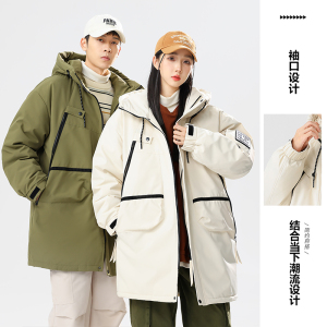 情侣大码90%标羽绒服男连帽中长款2024冬新宽松潮高品YR58P325图片