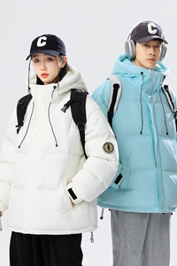 情侣大码90%标羽绒服男连帽2024冬新宽松潮流高品YR57P298图片