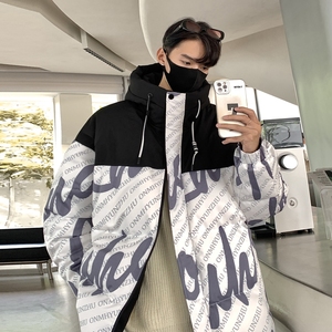 高品质90%标羽绒服男连帽拼接2024冬新潮宽松情侣大码YR51P298图片