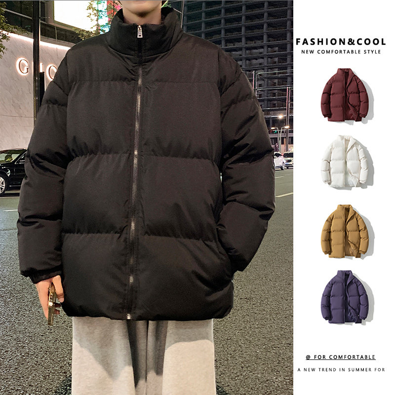 ins港风2024冬季新宽松纯色潮流棉衣男棉服情侣大码Y352P60特图片