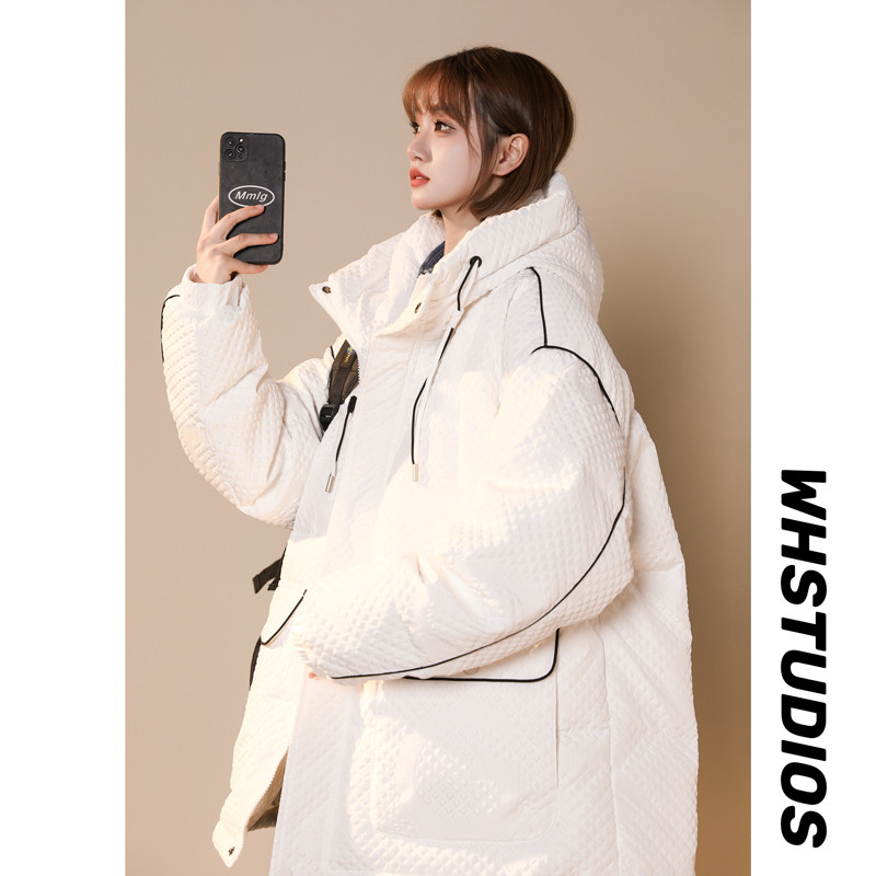 高品质中性2024冬宽松90%标潮流羽绒服女连帽大码情侣YR11P298，女装羽绒服，电商A222A