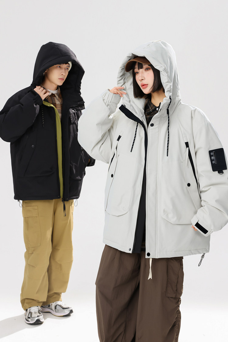 美式高街情侣冲锋衣90%标羽绒服男连帽2024冬季潮宽松YR59P298,男装羽绒服,电商A222A