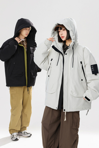 美式高街情侣冲锋衣90%标羽绒服男连帽2024冬季潮宽松YR59P298图片