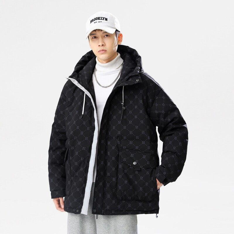 90%标羽绒服男连帽宽松2024冬季美式高街情侣大码YR76P298,男装羽绒服,电商A222A