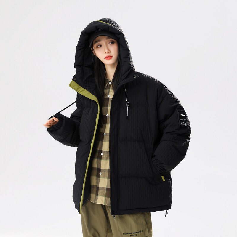 90%标羽绒服女连帽宽松美式休闲2024冬潮情侣大码YR67P298，女装羽绒服，电商A222A