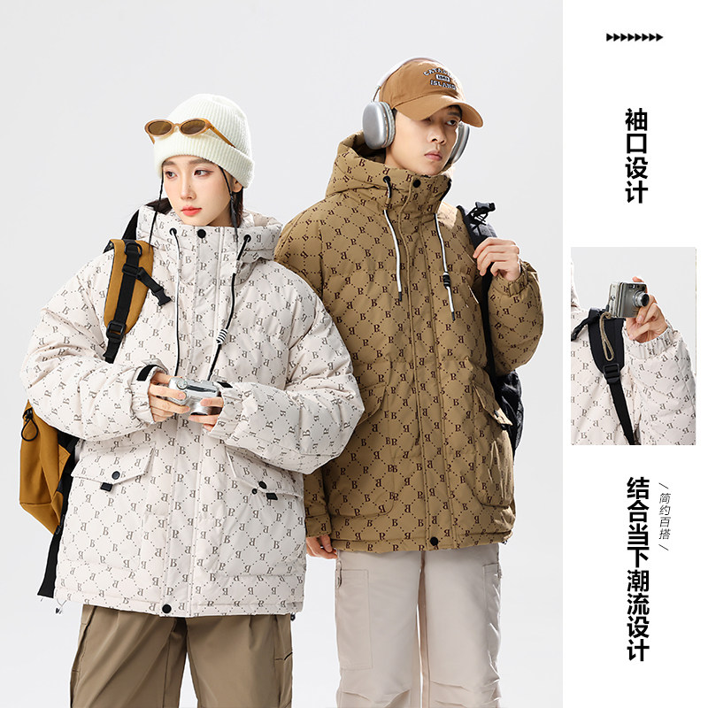 情侣大码90%标羽绒服男连帽2024冬新宽松潮流高品YR55P298图片
