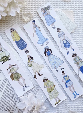 Vol.6＜夏日时＞AyuH原创手账胶带百搭人物少女集和纸贴纸素材