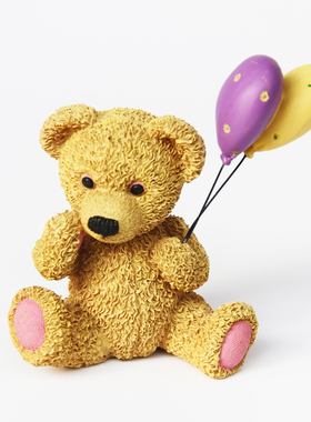 泰迪熊摆件装饰品摆设客厅办公桌可爱工艺品树脂小熊气球爱心情侣