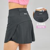 速干运动裙裤 假两件手机仓跑步短裙瑜伽健身显瘦羽毛球网球半身裙