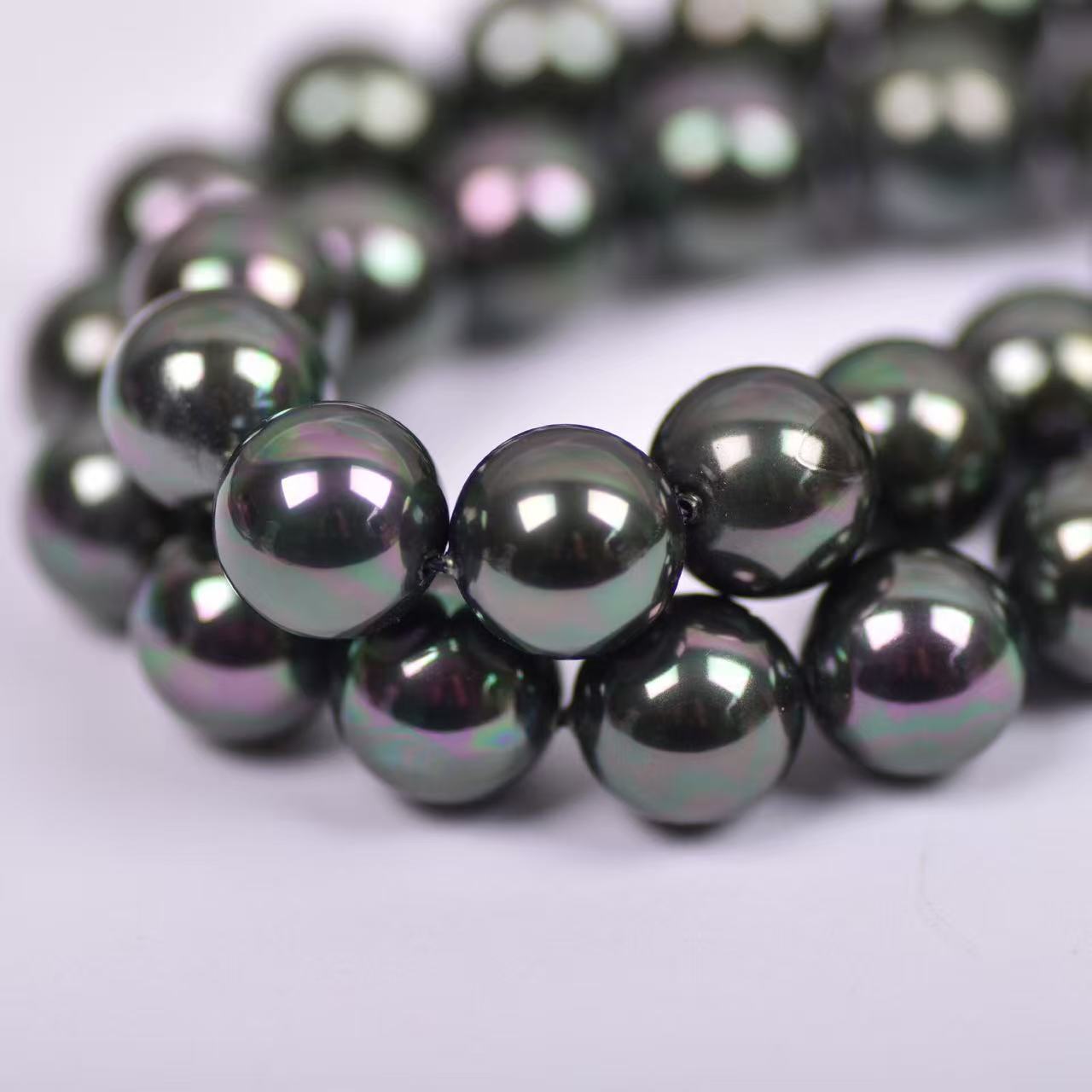 仿大溪地黑孔雀绿黑珍珠散珠