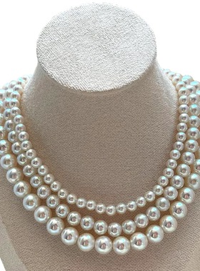 澳洲南洋白珠仿施家玻璃珍珠项链