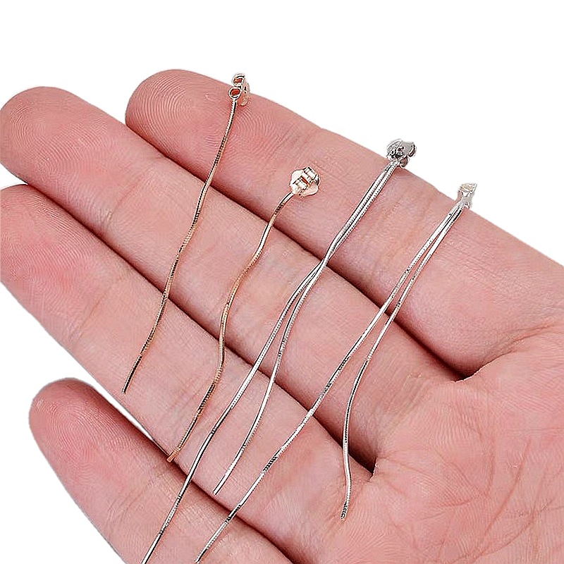 S925纯银蛇骨链流苏耳线DIY配件