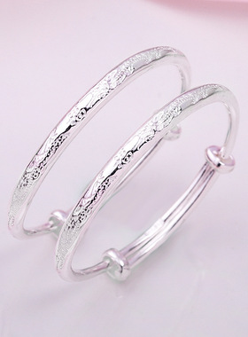 宝宝银手镯龙凤福9999纯银手镯男女小孩婴儿儿童足银镯子银饰手环