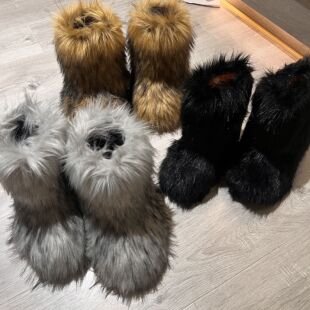 SCANDIUM仿皮草野人毛毛中筒雪地靴冬季保暖防滑