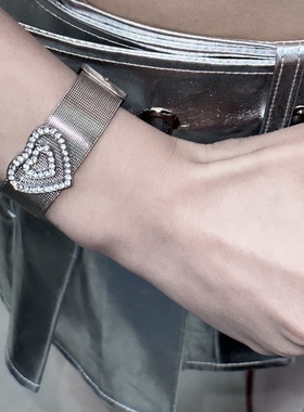 水钻爱心表带scandium钛钢手链