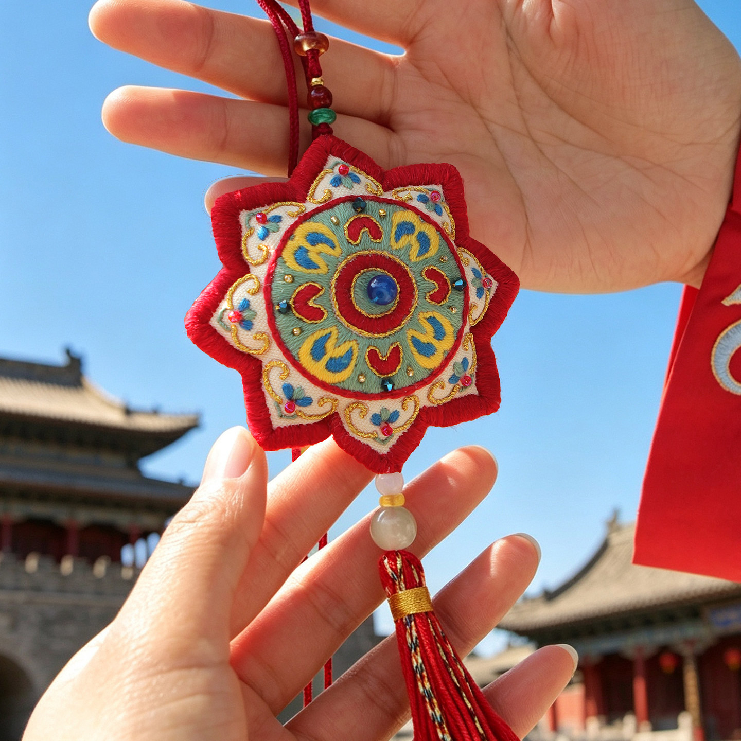 手工刺绣diy平安符材料包敦煌复古装香囊中国风香包车挂件送长辈