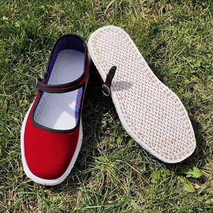 纯手工千层底布鞋女丝绒鞋面棉布麻绳手纳鞋底传统工艺透气布底鞋