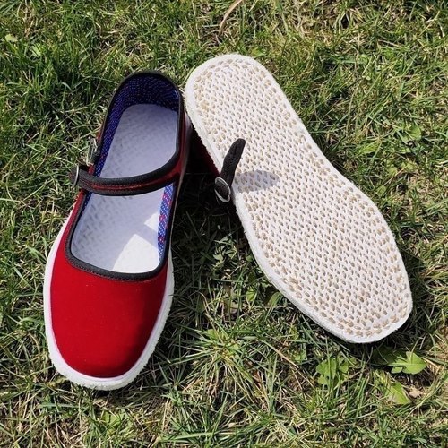 纯手工千层底布鞋女丝绒鞋面