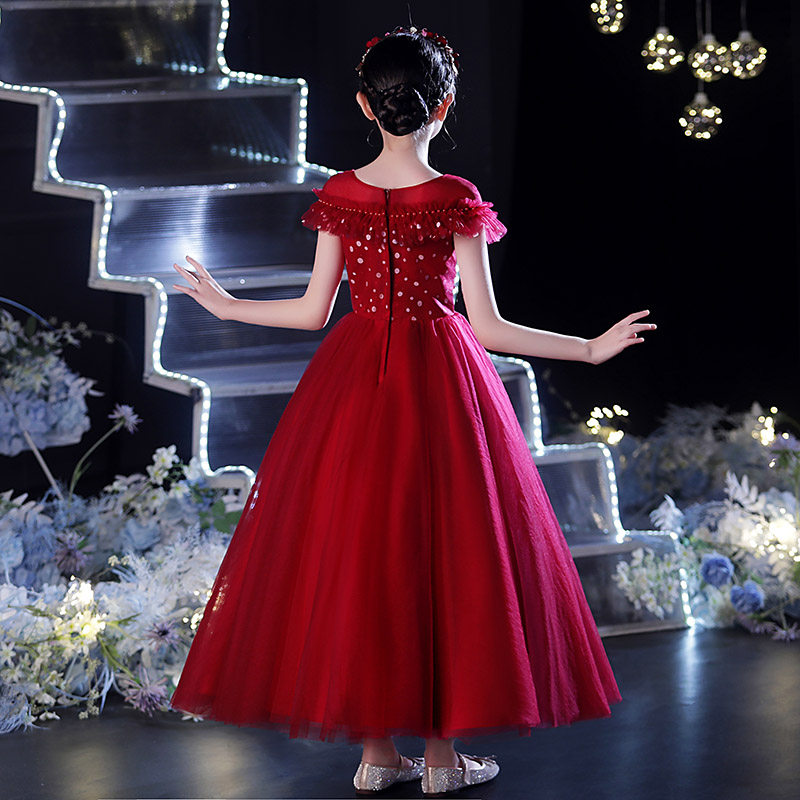 儿童晚礼服公主裙蓬蓬女童生日婚纱小孩花童钢琴演出服装高端长裙