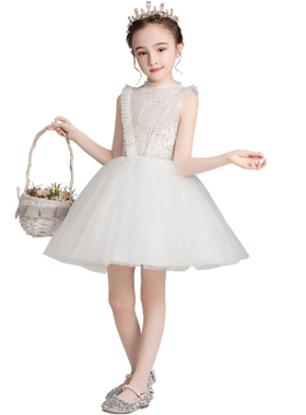 儿童公主裙女童结婚小孩白色洋气
