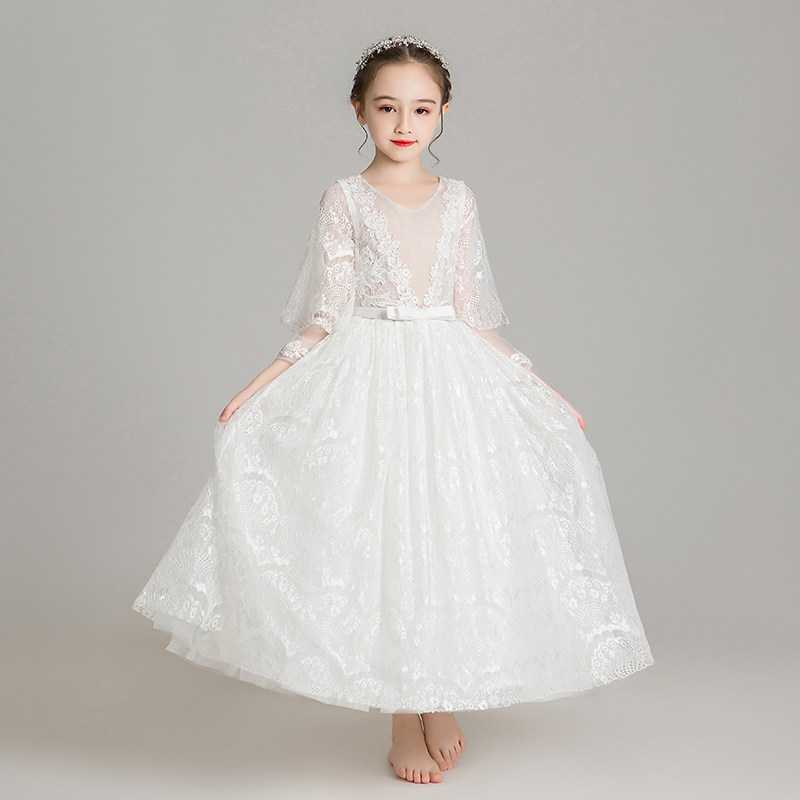 儿童礼服女童公主裙小孩花童婚纱蓬蓬秋冬装连衣裙钢琴演出服走秀